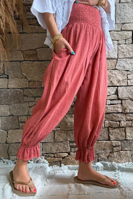 Sundaze Cheesecloth Bloomer Pant Indian Red